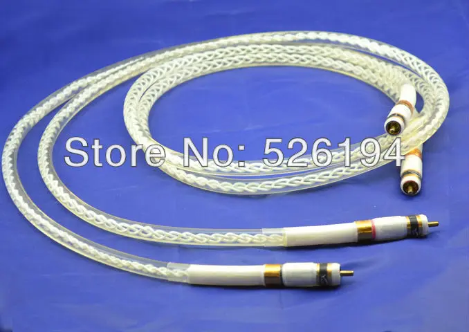 ФОТО Free shipping Pure copper silver plated  Oil RCA interconnect cable with Gold plated RCA plug