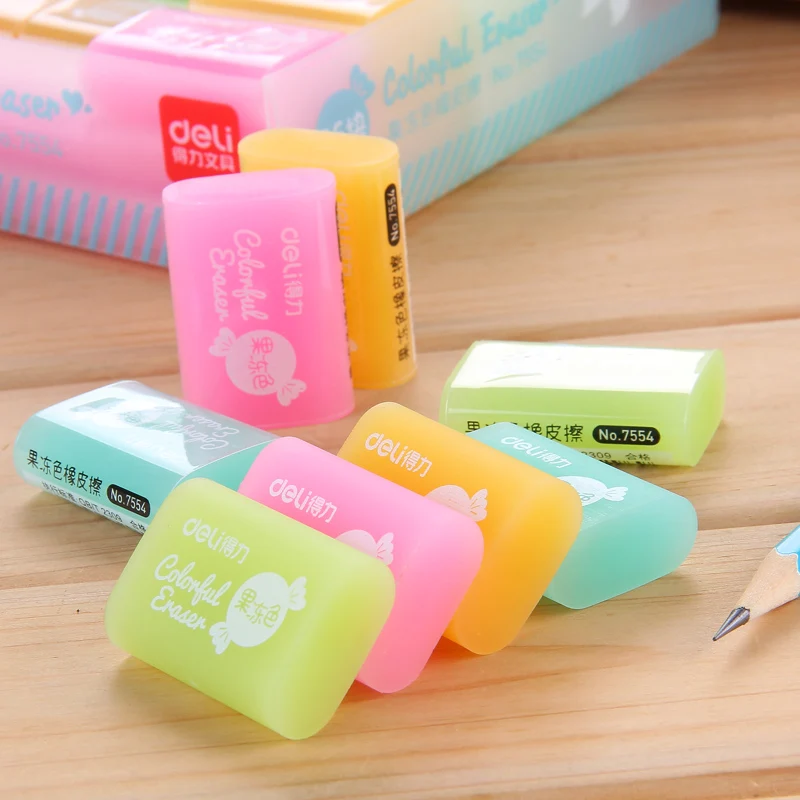 6Pcs Colorful Jelly Rubber Eraser Pencil Erasers for Kids School Stationary WFI 