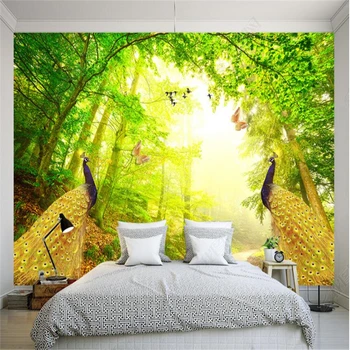 

beibehang wallpaper Custom wallpaper mural photo Dream Forest Peacock Living Room Bedroom Background Wallg wallpaper