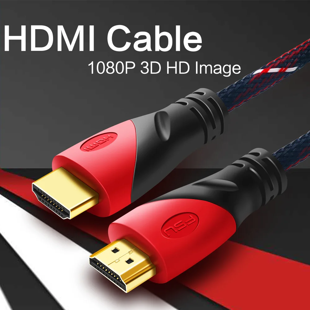 Высокоскоростной 1080P 3D HDMI кабель 1,4 В позолоченный адаптер папа-папа с красным синим для проектора HD lcd tv PS3/4 шт 1 м 2 м 3 м 5 м