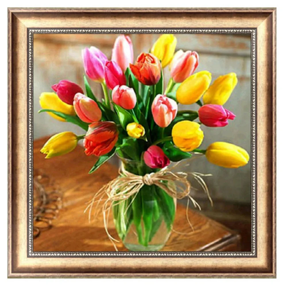 

Tulip 5D Diamond Embroidery DIY Craft Painting Cross Stitch Mosaic Home Decor 30*30cm