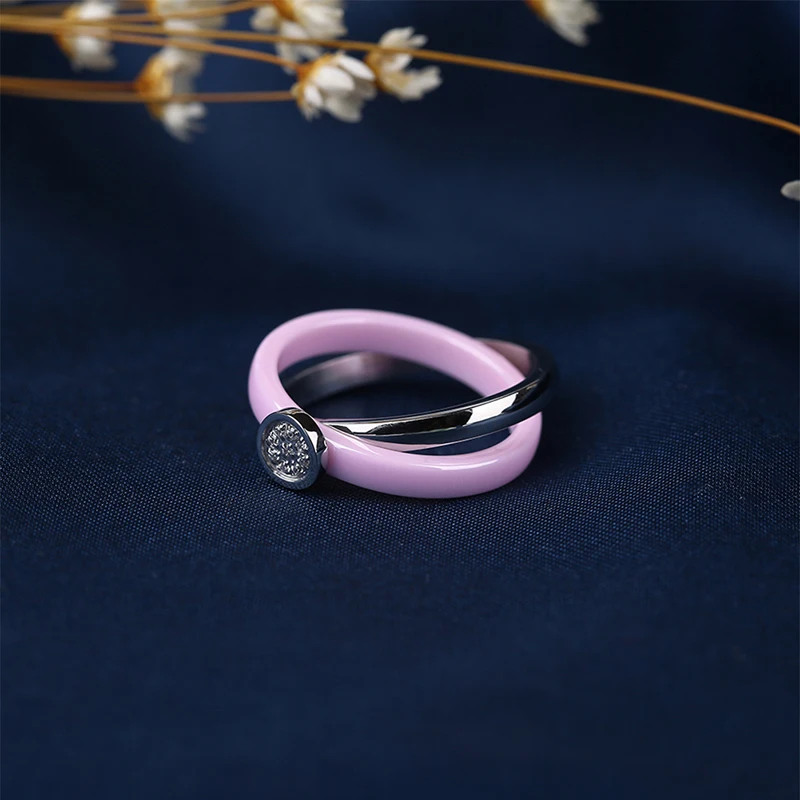 Романтические Розовые керамические женские ювелирные изделия из серебра, нержавеющая сталь, кристалл, ювелирный набор для леди, Подарок на годовщину, Модный свадебный набор