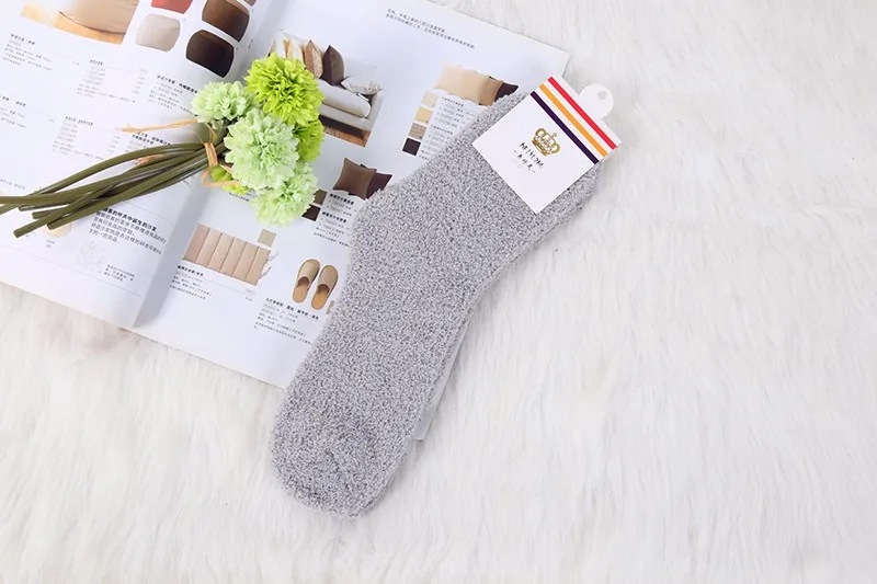Pure Color Women Socks Thermal Coral Fleece Floor Socks Plush Soft Candy Color Towel Sock 2016 New Female Thick Warm Clothing (1)