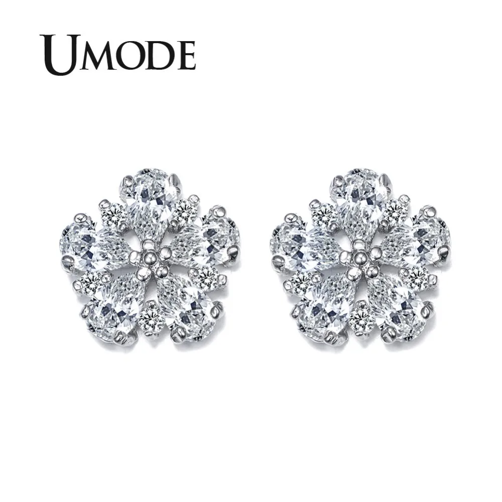 

UMODE Top quality Pure AAA CZ Cubic Zirconia Stone May Flower Stud Earrings Birthday Gift Jewelry UE0028