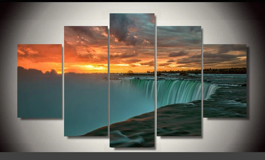 

Artistic originality Indoor Art Abstract Indoor Decor Sunset Waterfalls print canvas poster decoratio print canvas 5 pieces