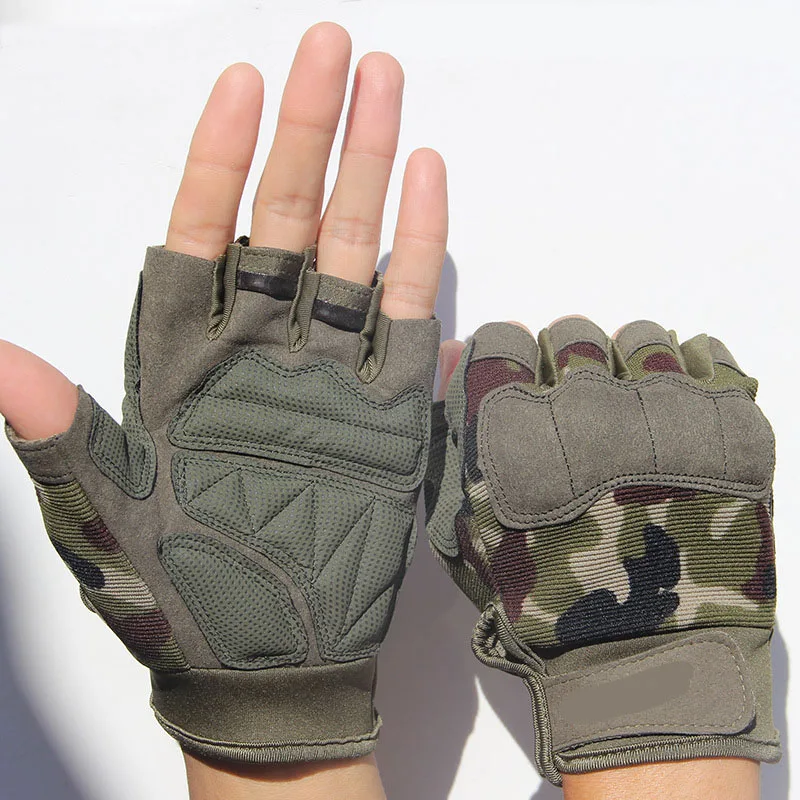 B Camouflage Армейские военные тактические велосипедные камуфляжные перчатки с полупальцами для мужчин и женщин, спортивные перчатки для альпинизма, фитнеса, вождения спецназа A15 - Цвет: B Camouflage