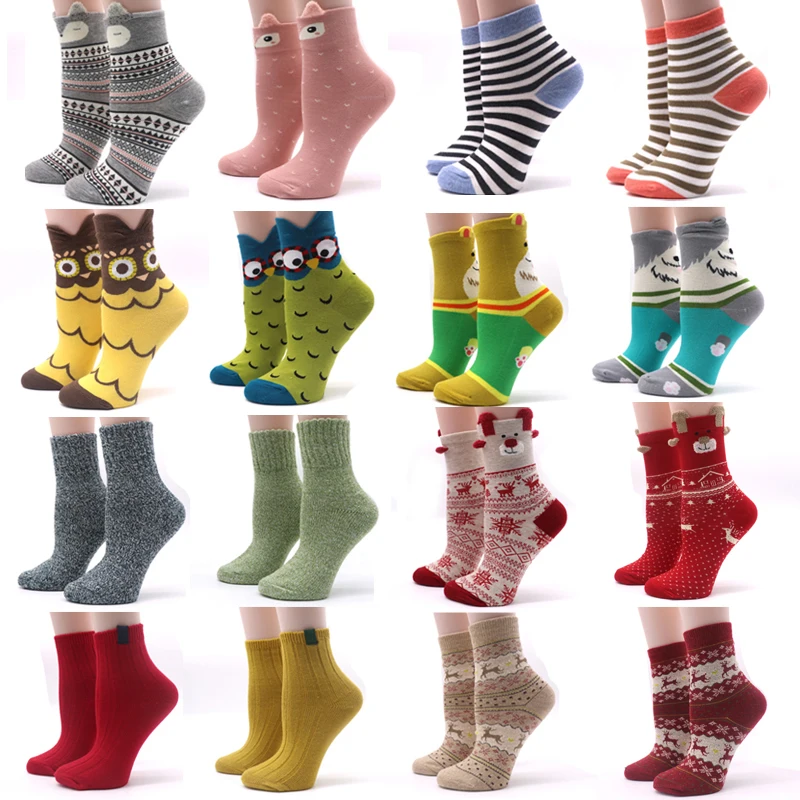 1pair Warm Women's Socks Cotton Thick Cute Funny Art Christmas Socks Colorful Pattern Comfortable 3D Cartoon Animal Socks Meias 1pair Warm Women's Socks Cotton Thick Cute Funny Art Christmas Socks Colorful Pattern Comfortable 3D Cartoon Animal Socks Meias