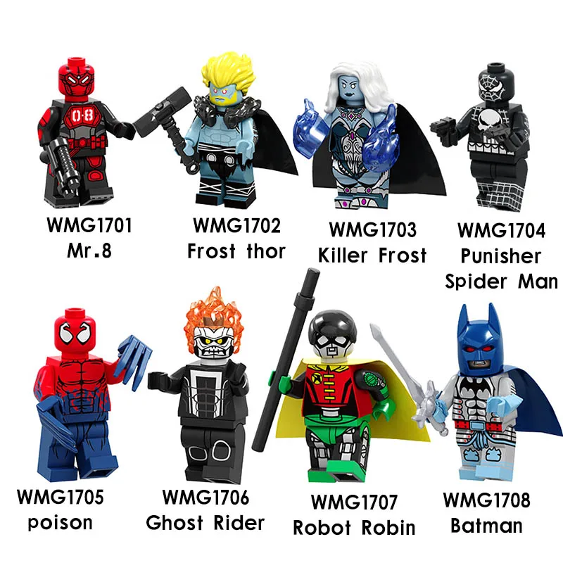 

Single Marvel s Batman Killer Frost Spiderman Frost Thor Mr.8 Building Blocks DIY Toys for Children Birthday Gifts