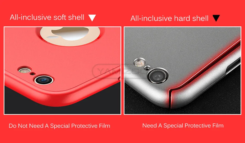 YAMIZOO Coque For iPhone 6 6s 8 7 Plus x Case Luxury 360 Degree Full Body Hard Phone Cases Back Cover For iPhone 7 Case Silicone (7)