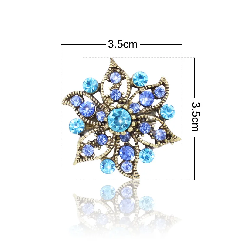 Chapeamento de Bronze Broches Lotes Unidades Pacote Pequena Flor Multicolorido Cristal Strass Broche Pinos Jóias Casamento Preço Barato 50 - 9 bronze pequena flor multicolorido cristal strass broche