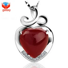925 Sterling Silver Jewellery Prime High quality Pure Crimson Agate Coronary heart Pendant Necklace for Ladies Romantic Reward of Valentines ZN063