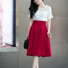 Новое поступление Мода г. бренда летом плюс Размеры Для женщин офисные Высокая Талия до колена Длина многоцветный Винтаж плиссированная юбка миди