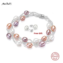 MeiBaPJ High Quality Lady 4 Colors 5 6mm Pearl Bracelet Pure Handmade Multi Color Small Crystal