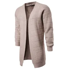 Осенне-зимний длинный Однотонный свитер, повседневный модный кардиган, Мужской плащ, трикотажные свитеры для мужчин, 4 цвета