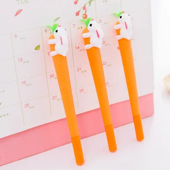 

32 pcs/lot Rabbit Carrot Gel Pen Cute 0.5mm black Ink Neutral Pen Stationery gift Material Escolar School writing Supplies