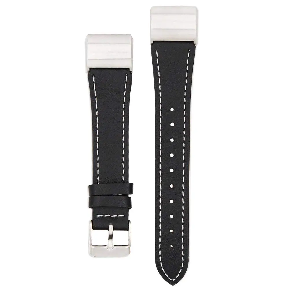 Genuine Leather Band for Fitbit Charge 2 Bands Classic Wristband Metal Connectors Fitness Strap Women Men Small Large (8)