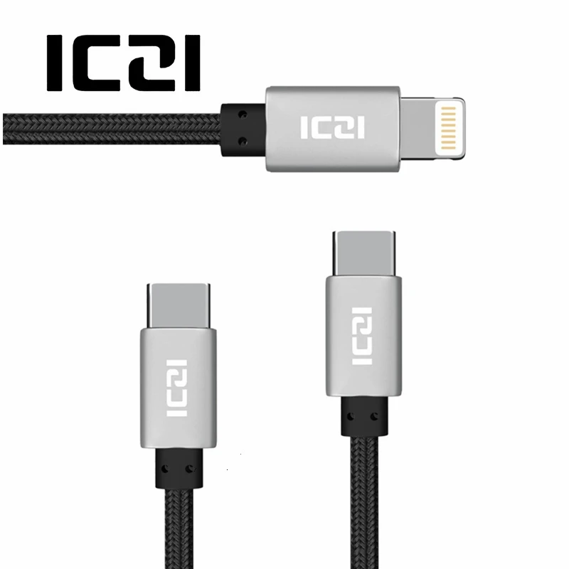 

ICZI 2 Pcs Type C Mobile Phone Fast Charging Data Sync Cable for Apple Macbook for Iphone 8 Plus 7 6 5