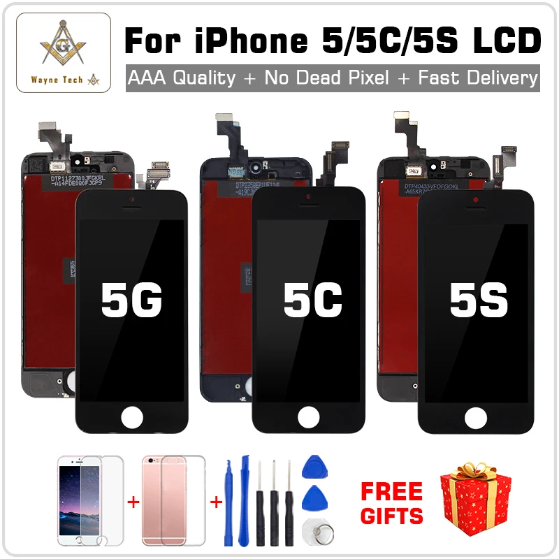 Розничная продажа дисплей качества AAA для iPhone 5 5S 5C ЖК экран с дигитайзером и