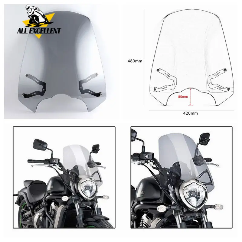 

Motorcycle Accessories Windscreen Windshield Shield Screen Protector with Bracket For 2015-2018 Kawasaki VN650 Vulcan S 650