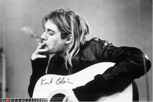

Kurt Cobain Smoking Guitar Nirvana SILK POSTER Decorative Wall painting 24x36inch