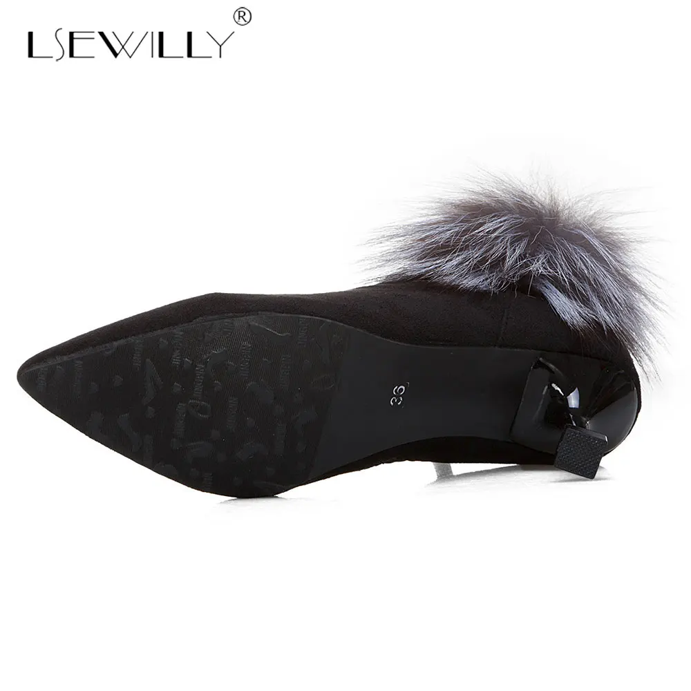 Lsewilly 2018 Large Size 31-47 Winter Black Boots Female Thin High Heels Pointed Toe Hot Sale Ankle Woman Shoes E262 | Обувь
