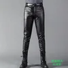 Summer Mens Business Slim Fit Stretchy Black Faux Leather Pants Male Elastic Tight Trousers PU Leather Shiny Pencil Pants A71002 ► Photo 1/6