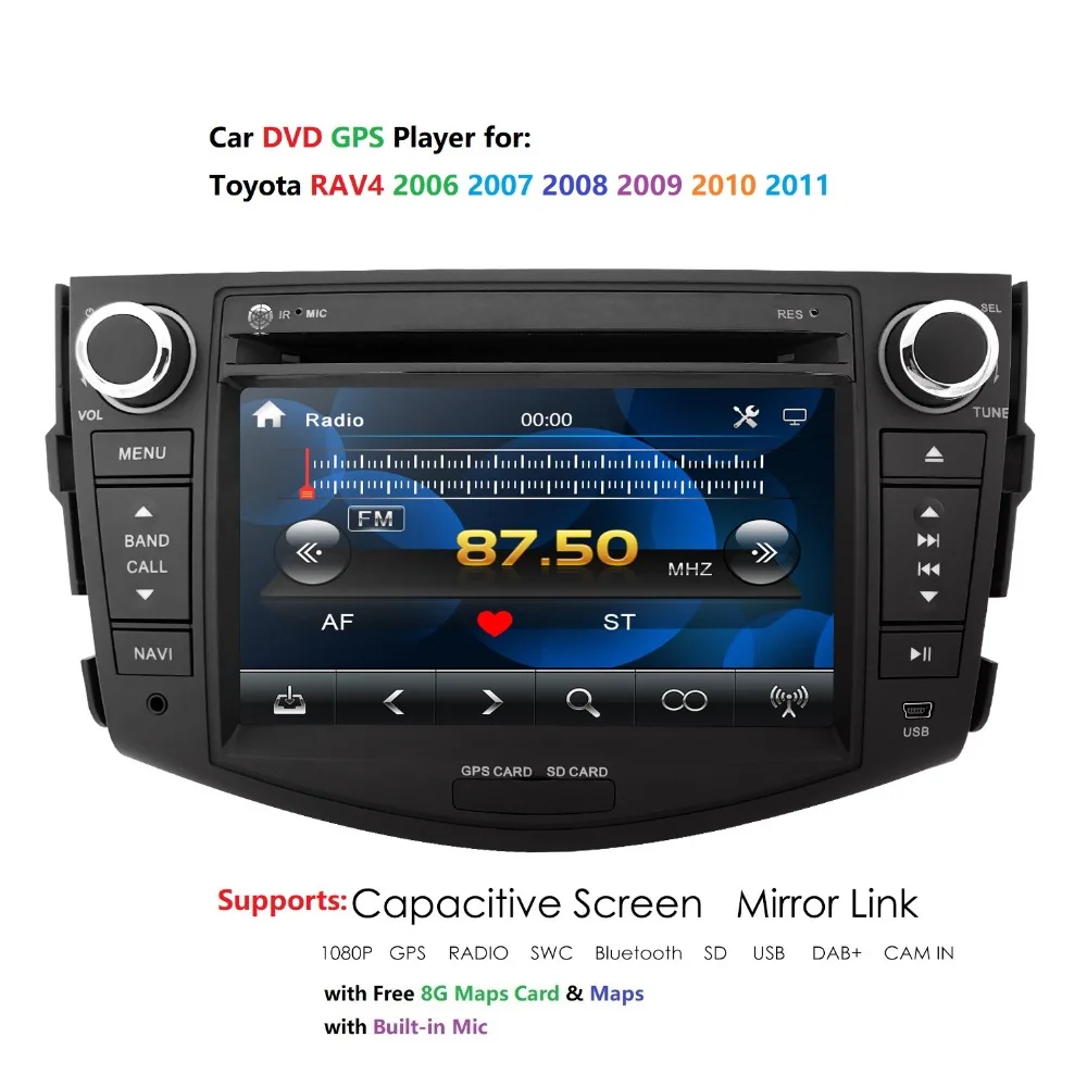 

Car Multimedia player 7 inch 2 din car dvd gps navigation For Toyota RAV4 Rav 4 2007-2011 car radio stereo BT auto radio swc rds