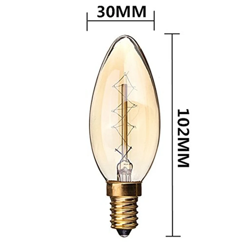 Горячая Распродажа 40 Вт E14 винтажный античный светильник Эдисона в виде свечи, люстра, лампа накаливания из прозрачного стекла, Подвесная лампа 110 В/220 В