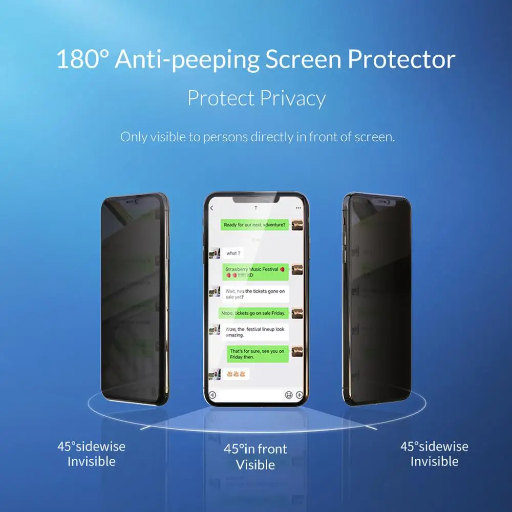ORICO Защита экрана для iphone X, XR, XS, Max, Анти-шпион, закаленное стекло на iphone 6, 7, 8, пленка из закаленного стекла