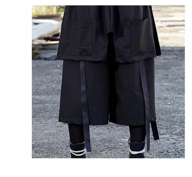spring and summer new stage catwalk show Japanese fashion men's casual wide-leg pants loose fashion nine points skirt pants