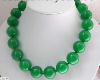 

Hot sale Free Shipping>>>>> Genuine!18" Natural 20mm Round Green stone Necklace