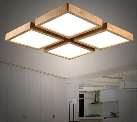 Moderno Minimalista De Madera luz de techo cuadrado plafón de estilo