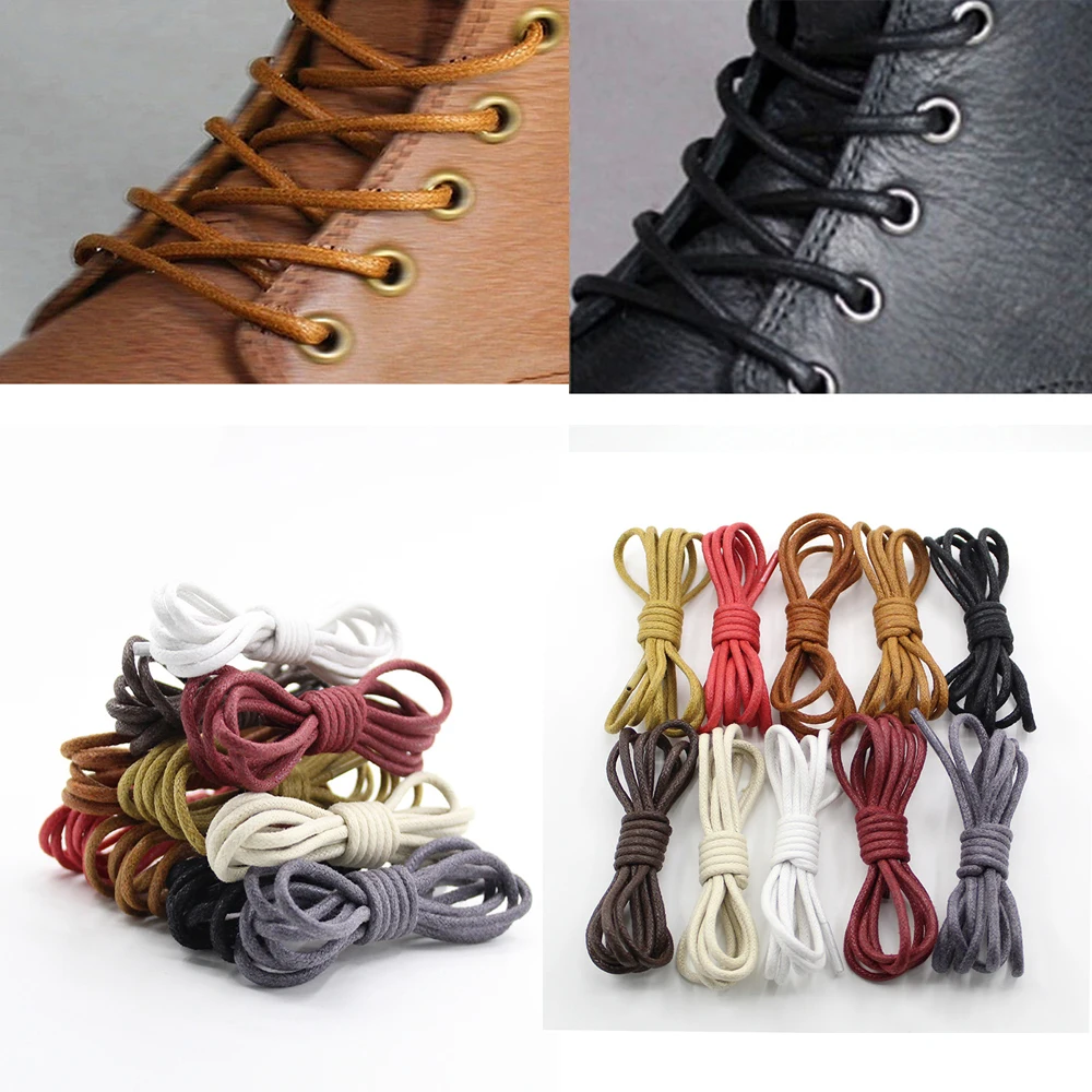Round Wax Shoe Laces 80cm 110cm 140cm for Men & Women in 4 Colors Wine Red Black Reddish Brown Dark Brown Shoelaces