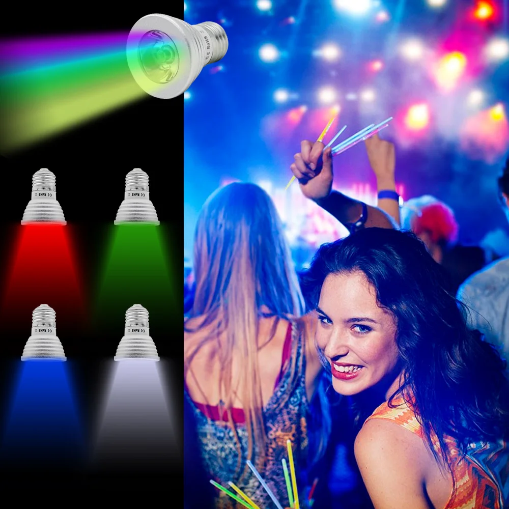 

5pcs RGB 16CLOUR 3W E27 AC85~265V  LED Bulb Light Spot Light  LED Light Lamp With IR Remote Control Free shipping