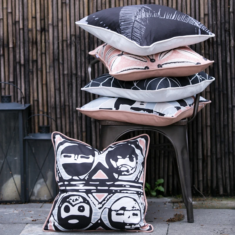 

Original Design Cotton Cushion Cover Geometric Patterns Printed Pillow Cover Case Sofa Chair Home Decor Without Stuffing