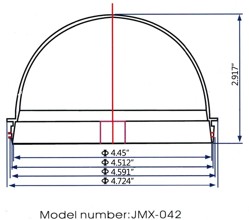 JMX 4.2 INCH Acrylic Indoor / Outdoor CCTV Replacement Screw Thread Clear Camera Dome Housing Security Dome Camera Housing