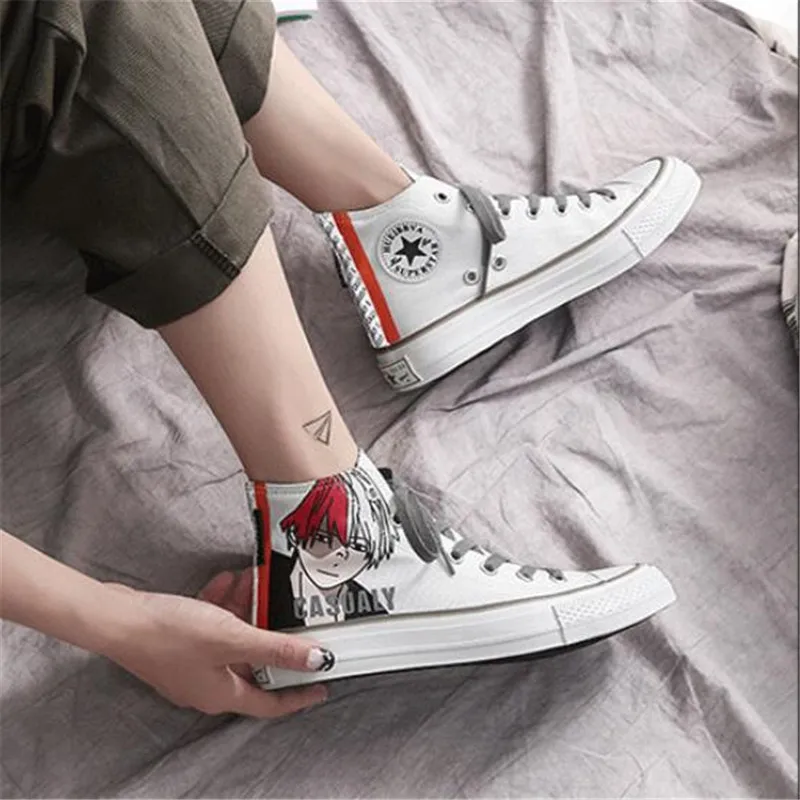 

Designer canvas shoes men's shoes ulzzang2019 new wild reflective anime high to help men sneakers shoes tenis masculino adulto