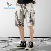Летние Новые камуфляжные рабочие шорты мужские свободные мульти-карманные тонкие хлопковые пять очков повседневные брюки
