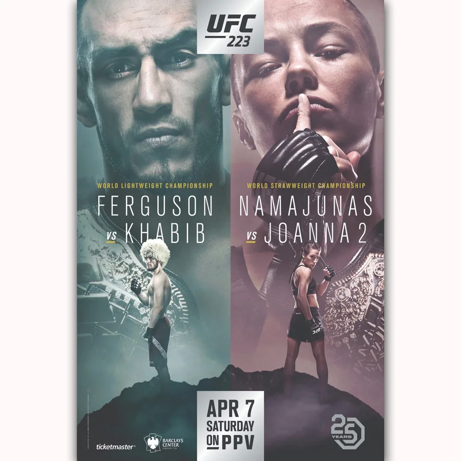 

MQ3219 Hot Boxing Battle 223 Ferguson vs. Khabib Fighting Card Cover Hot Art Poster Silk Canvas Home Decor Picture Wall Printing