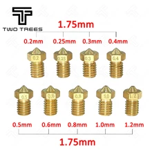 5 шт./лот для E3D V5 сопла 0,2/0,25/0,3/0,35/0,4/0,5/0,6/0,8/1,0/1,2 мм Медь 1,75 мм нити M6 латунные 3D-принтеры часть