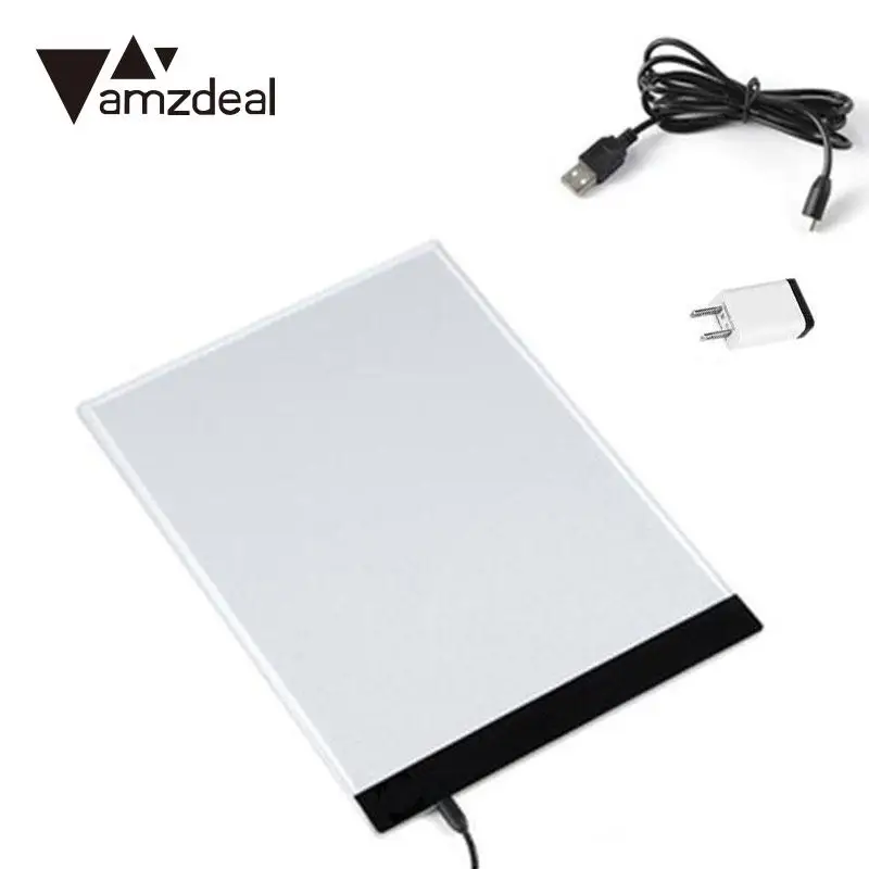 

amzdeal Super Ultra Thin A4-F-T LED Drawing Copy Tracing Translucent Light Box USB Board Sketch Tracing Display EU Plug