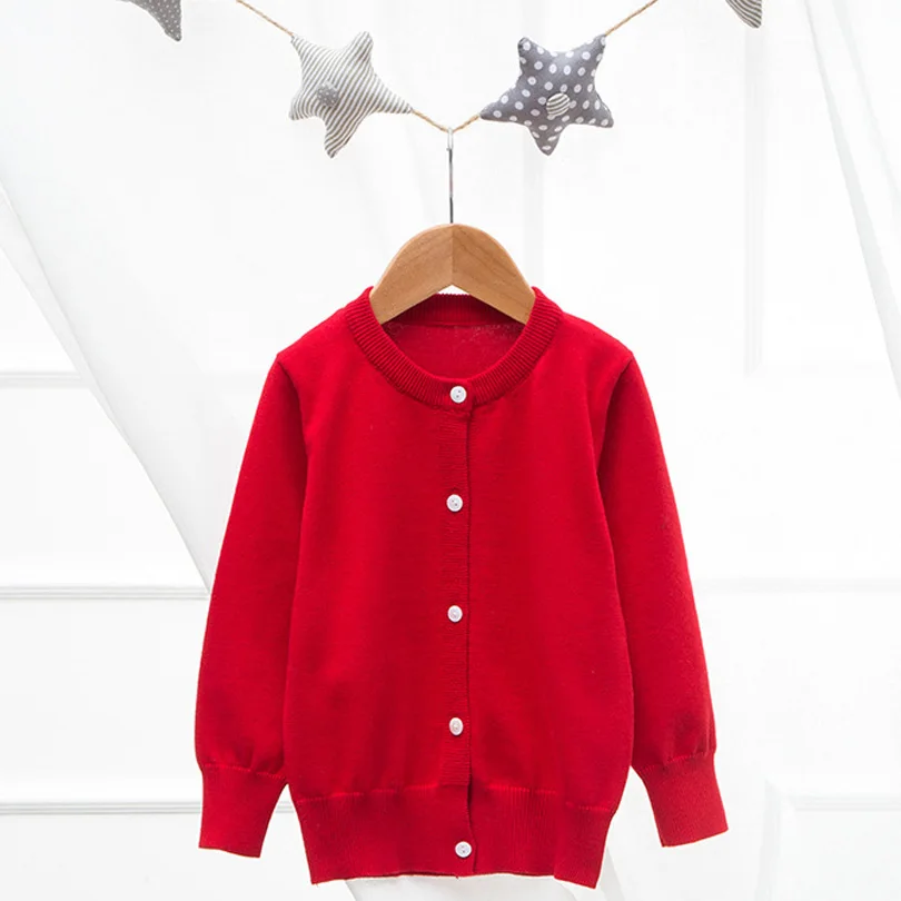 8 цветов; Детский свитер; коллекция года; сезон осень-весна; теплый вязаный кардиган с длинными рукавами; свитер для мальчиков и девочек; пуловер; свитер с пуговицами и сердечками - Цвет: red