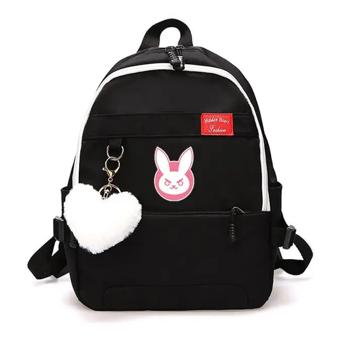 Нейлоновый рюкзак для путешествий в стиле Харадзюку с изображением игры OW DVA, стильные школьные рюкзаки для студентов, сумка для подростков, сумки для ноутбука на плечо, дорожные сумки - Цвет: Черный