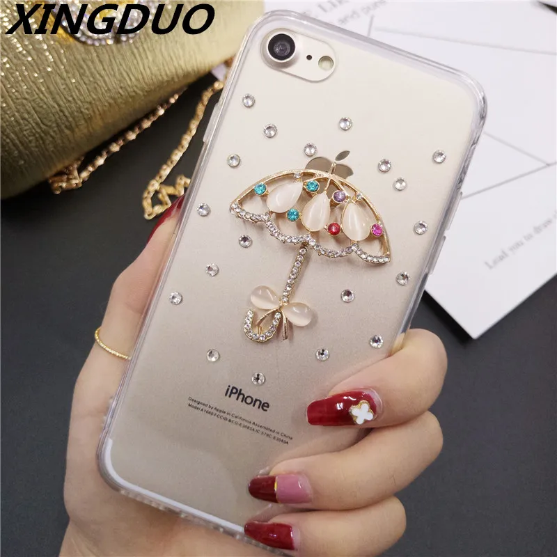 Роскошный блестящий чехол XINGDUO с кристаллами и бриллиантами прозрачный со