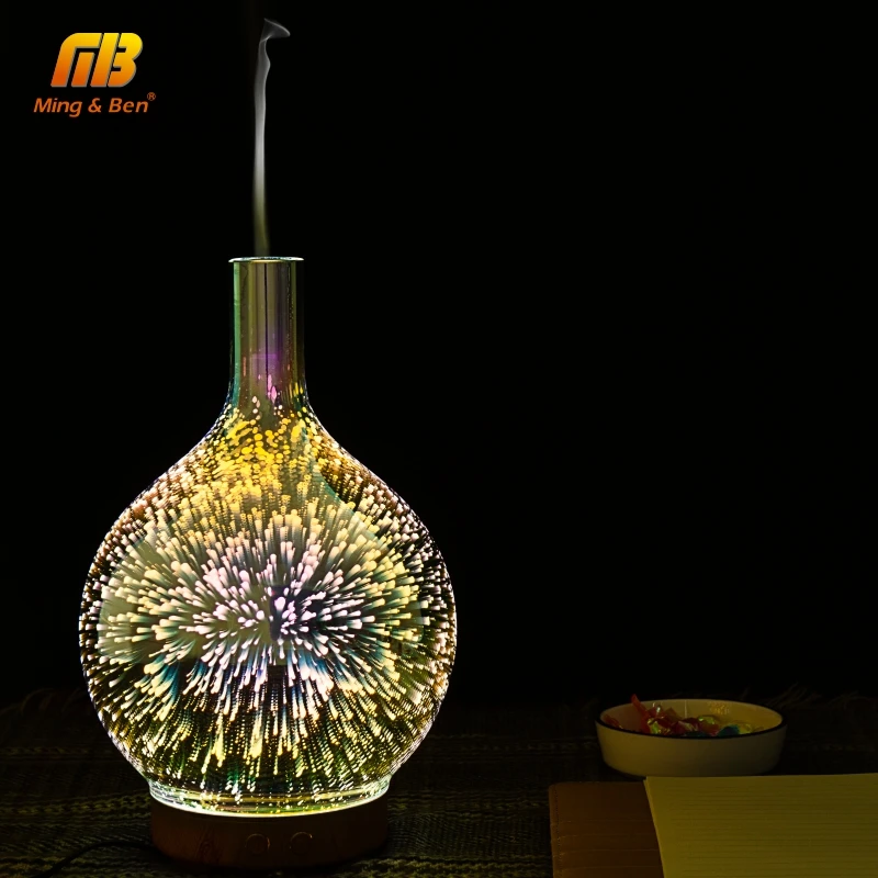 

3D LED Colorful Fireworks Air Humidifier LED Mist Ultrasonic Sprayer Aromatherapy Lamp Night Light Aroma Oil Diffuser for Home
