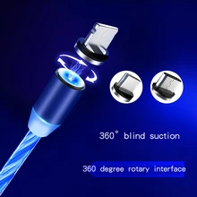 Беспроводной Магнитный зарядный светодиодный светильник для iPhone X 8 Micro usb type C, зарядный кабель для мобильного телефона samsung S8 S9 xiaomi
