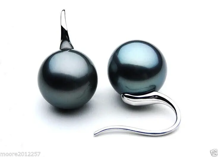 

Free Shipping >> 10MM AAA SOUTH SEA BLACK SHELL PEARL SOLID STERLING SILVER EARRINGS