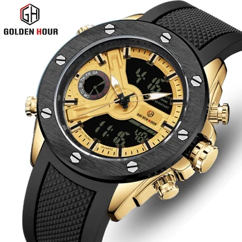 

GOLDENHOUR Top Luxury Brand Men Watch Fashion Sport Military Watch Men Waterproof Quartz Wrist Watch Male Clock Reloj Hombre