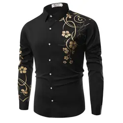 Новая брендовая мужская рубашка Camisa Masculina, хлопковая рубашка с длинными рукавами для мужчин, корейский тонкий дизайн с принтом, формальная
