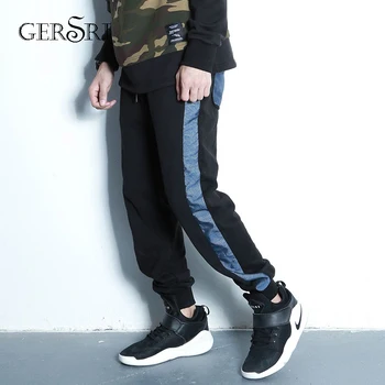 

Gersri new fashion patchwork loose jogging casual pants trend men trousers designer cotton high quality male long pants